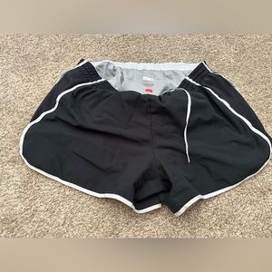 Women’s black workout running shorts size large with pockets and lining